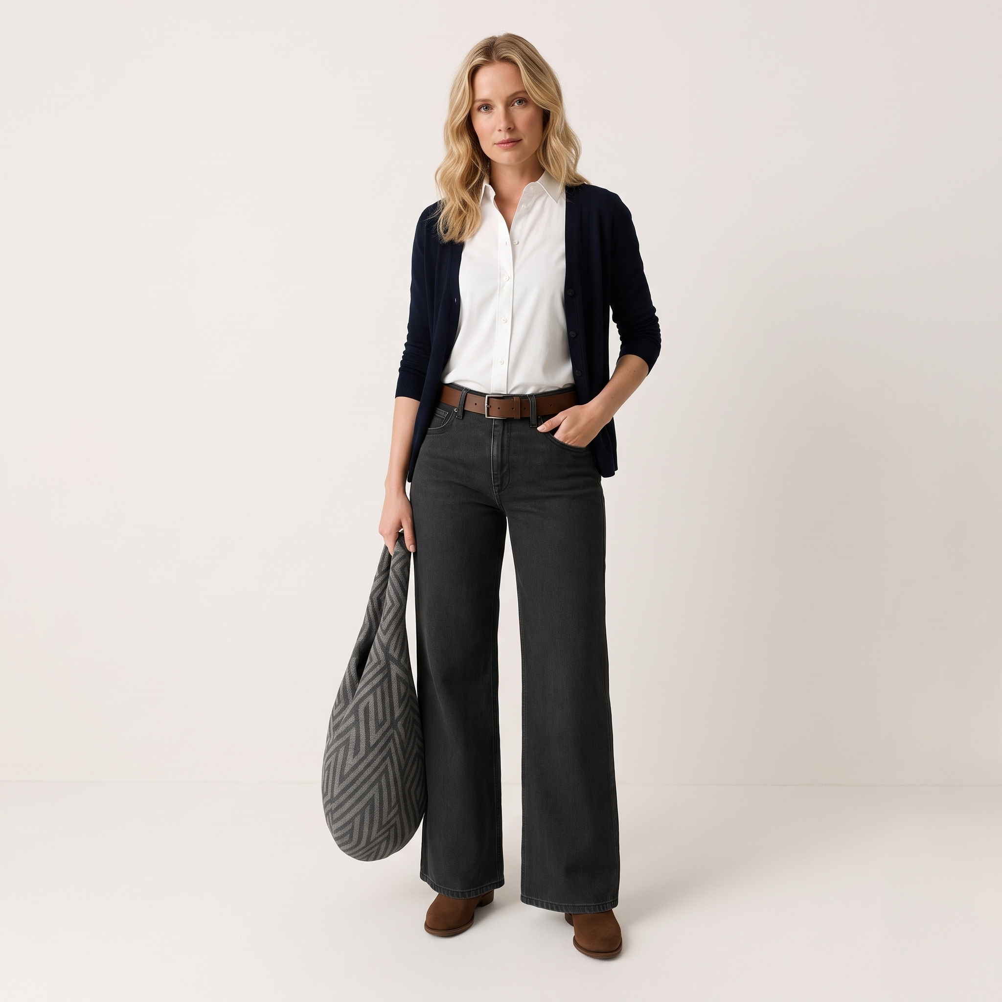 Majken Wide Leg Jeans – Dżinsy z szeroką nogawką – Ciemnoszary (detail)