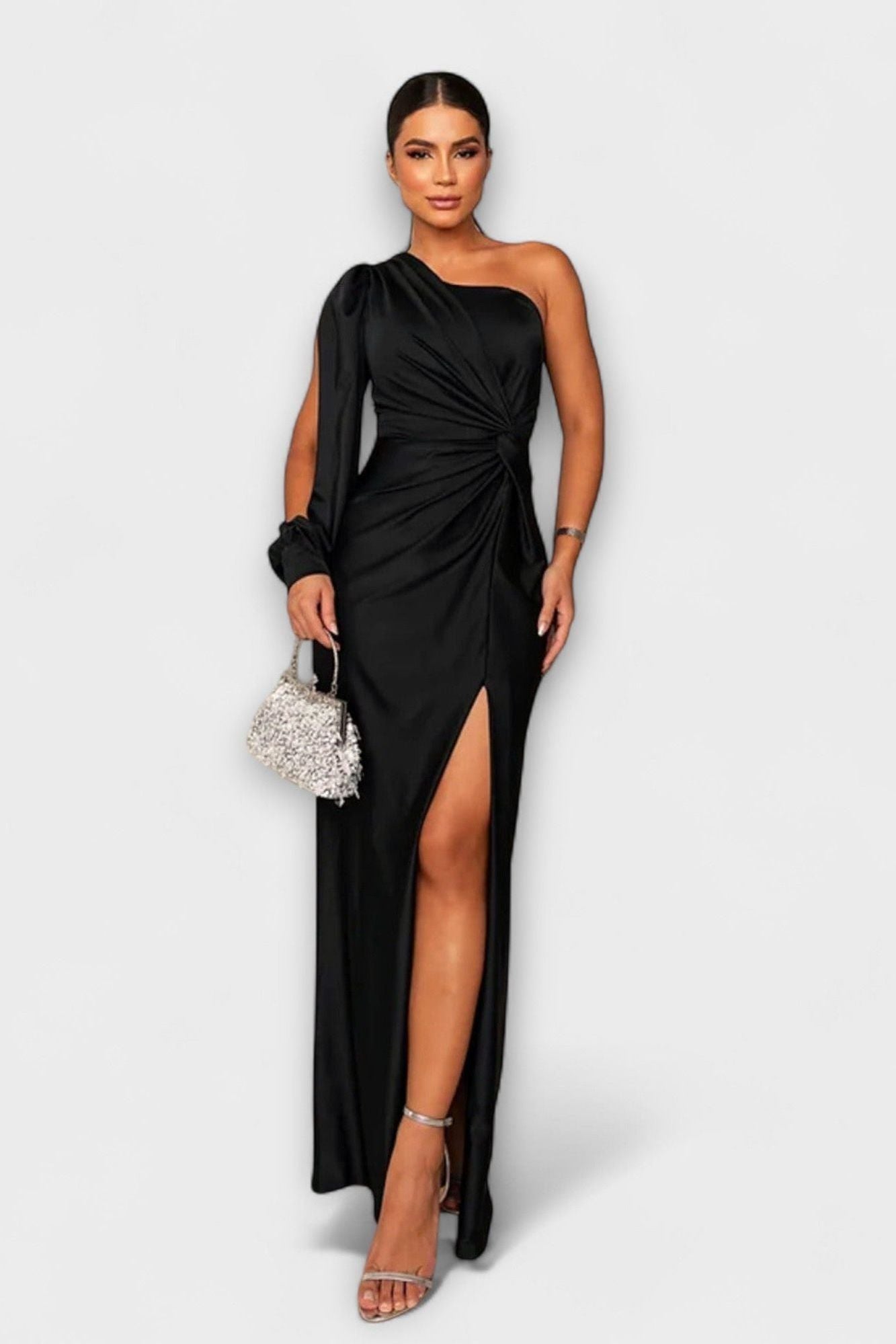 Sukienka maxi damska – długa, zwiewna sukienka letnia | elegancki casualowy krój – Czarny