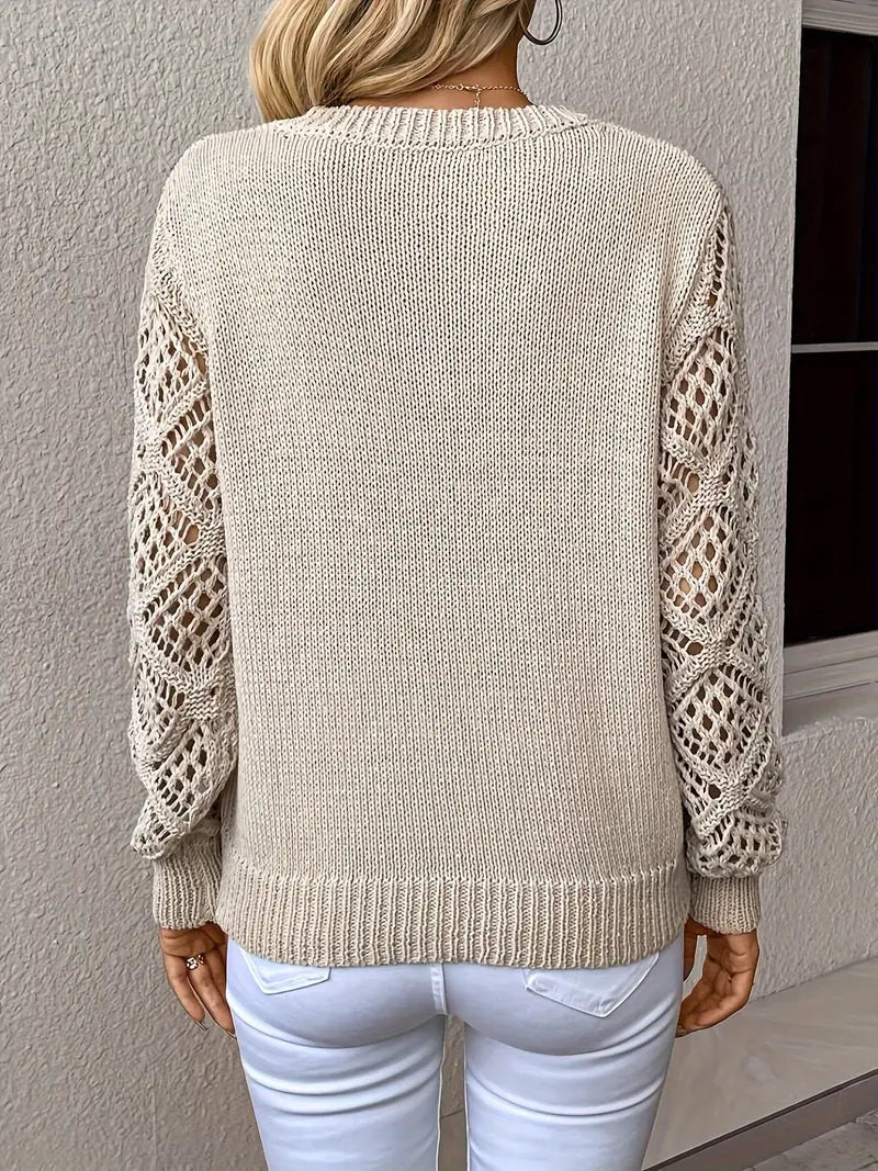 Gaja – Sweter z ażurowymi rękawami i dekoltem w serek