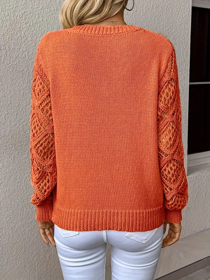 Gaja – Sweter z ażurowymi rękawami i dekoltem w serek
